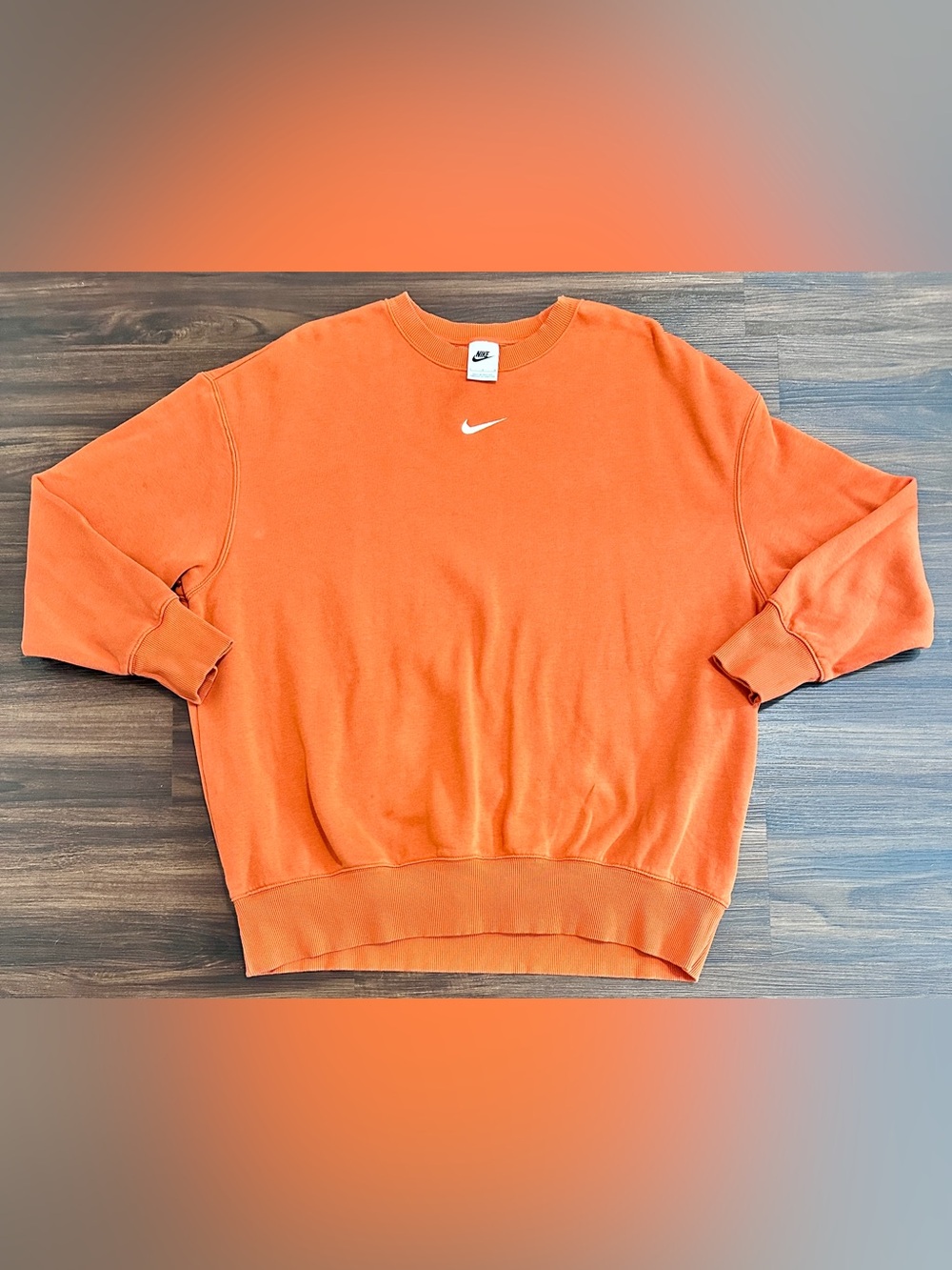 Nike Orange Crewneck Sweatshirt with White Swoosh